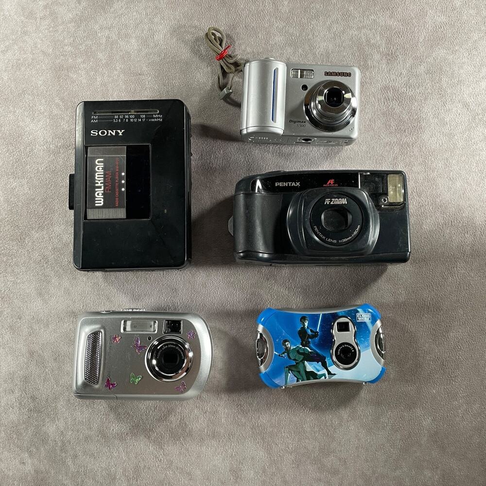 PARTS Sony Walkman WM-AF23 Pentax IQZoom Samsung Digimax Kodak Film Digital Lot